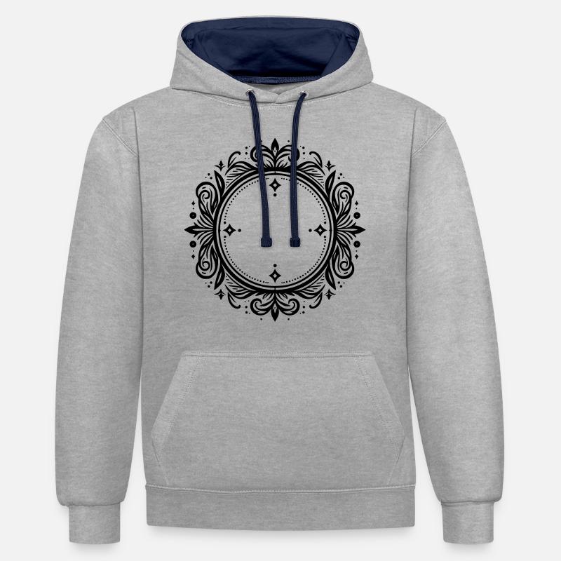 Cadre d’ornement rond - Sweat à capuche contrasté - gris chiné/bleu marine
