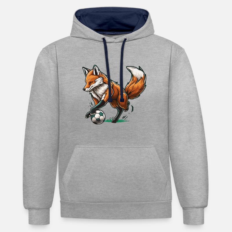 Attaquant rusé - Sweat à capuche contrasté - gris chiné/bleu marine