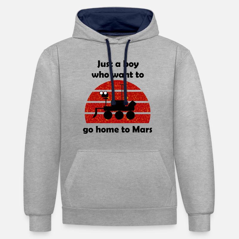 Vol dans l’espace - Sweat à capuche contrasté - gris chiné/bleu marine