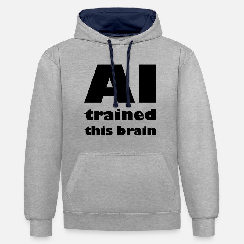 L'intelligence des robots - Sweat à capuche contrasté - gris chiné/bleu marine