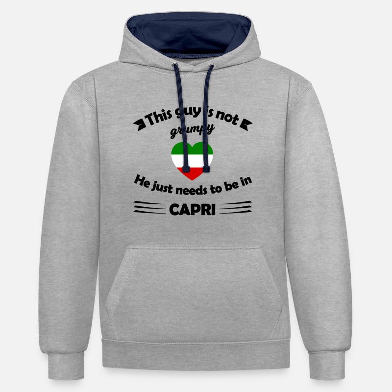Le voyage à Capri - Sweat à capuche contrasté - gris chiné/bleu marine