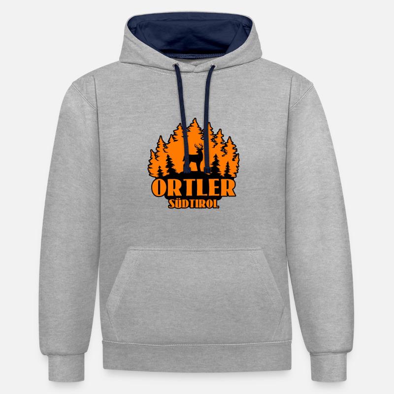 Ortler - Sweat à capuche contrasté - gris chiné/bleu marine