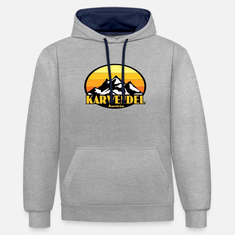 Karwendel - Sweat à capuche contrasté - gris chiné/bleu marine