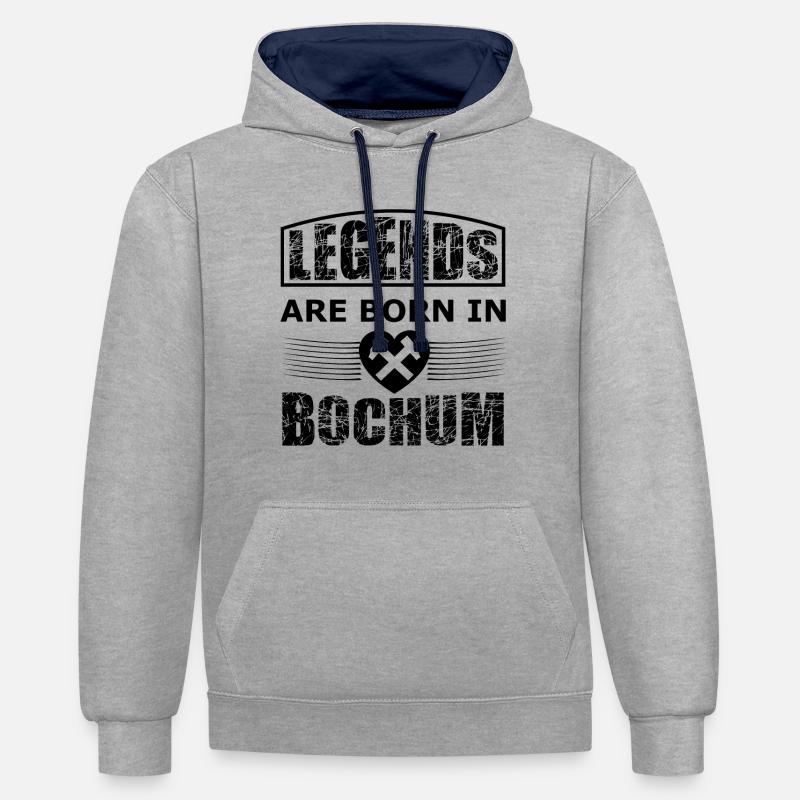 Les héros de Bochum - Sweat à capuche contrasté - gris chiné/bleu marine