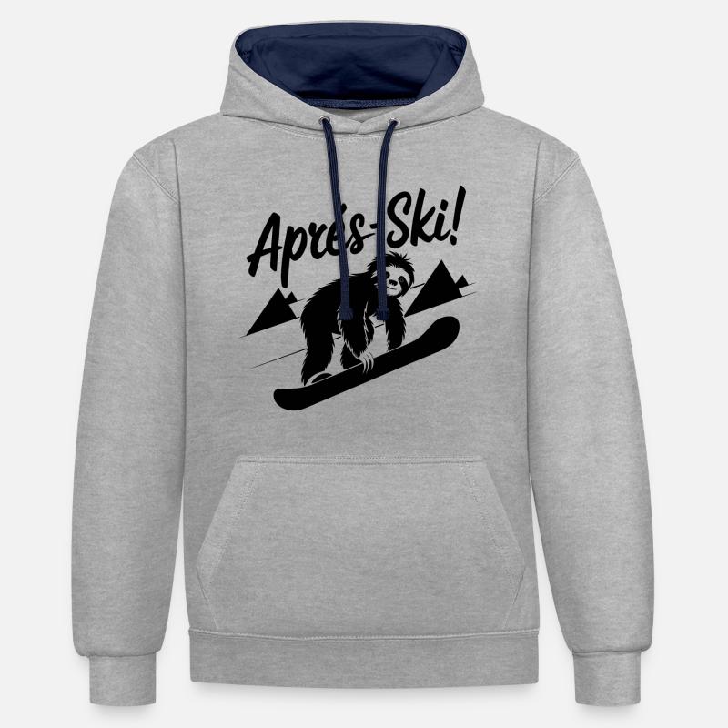 Sloth Sloth Snowboard Après-Ski - Sweat à capuche contrasté - gris chiné/bleu marine