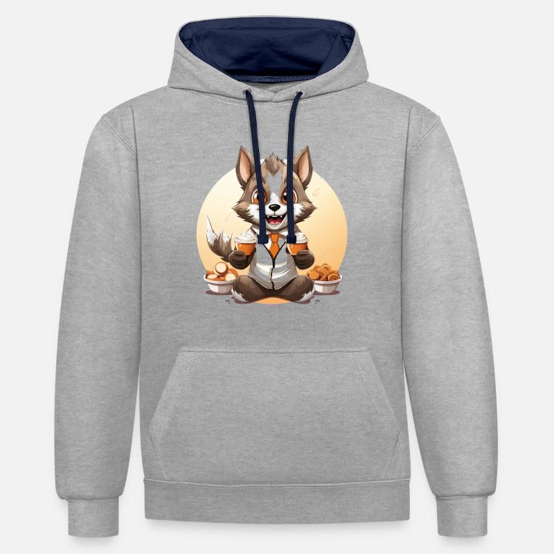 Le jongleur cinglé - Sweat à capuche contrasté - gris chiné/bleu marine