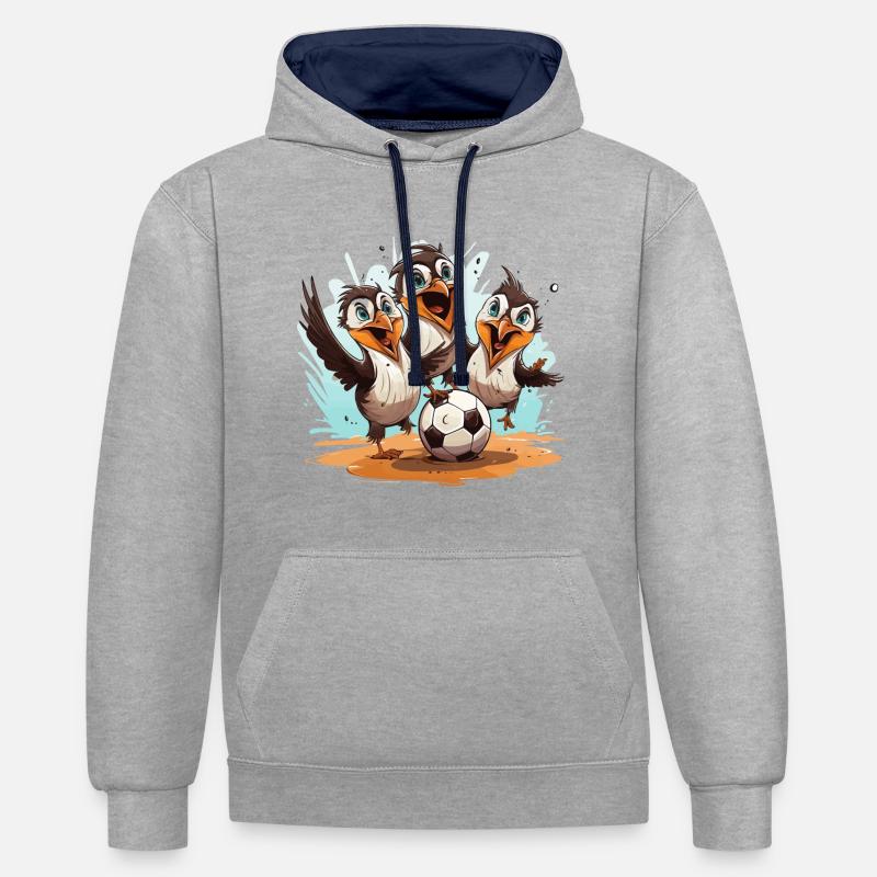 Les Gardiens du Café - Sweat à capuche contrasté - gris chiné/bleu marine