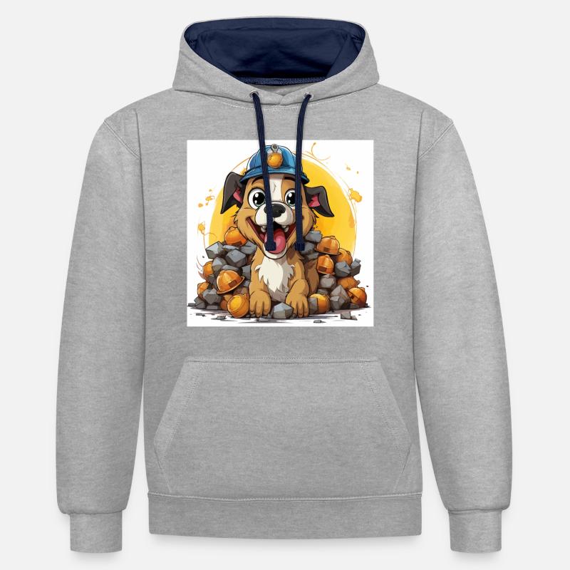 Le constructeur canin - Sweat à capuche contrasté - gris chiné/bleu marine
