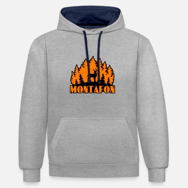 Montafon - Sweat à capuche contrasté - gris chiné/bleu marine