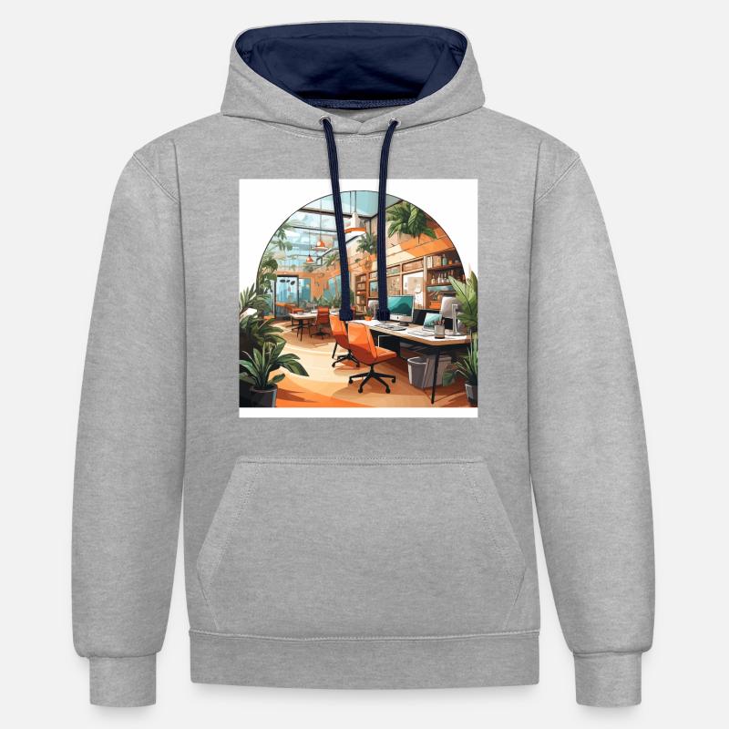 Centre de collaboration - Sweat à capuche contrasté - gris chiné/bleu marine