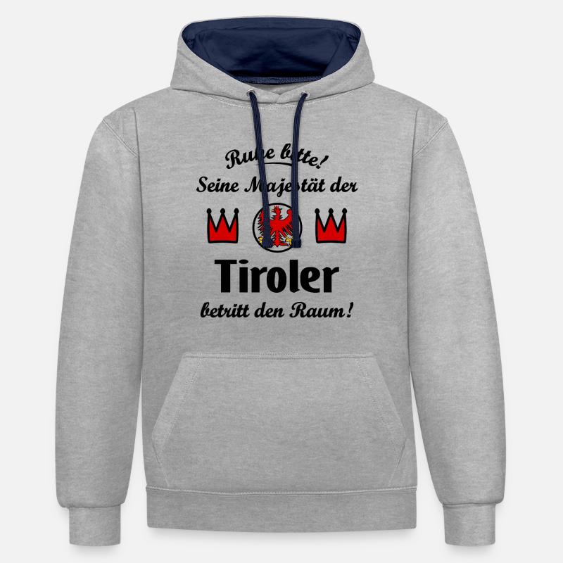 Sa Majesté du Tyrol - Sweat à capuche contrasté - gris chiné/bleu marine