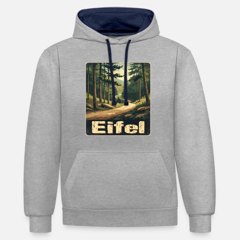 Eifel - Sweat à capuche contrasté - gris chiné/bleu marine