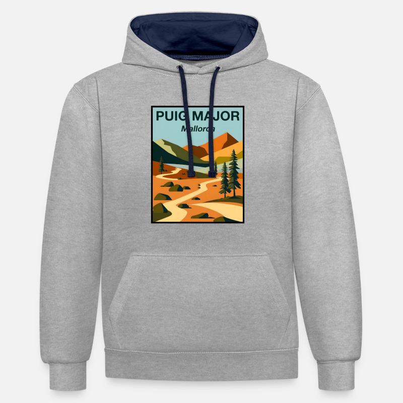 Puig Major - Sweat à capuche contrasté - gris chiné/bleu marine