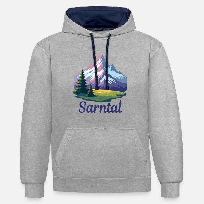 Sarntal - Sweat à capuche contrasté - gris chiné/bleu marine