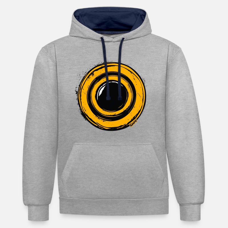 Éclatement circulaire de l’anneau de brosse - Sweat à capuche contrasté - gris chiné/bleu marine