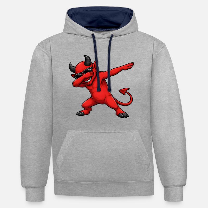 Diable Dab - Sweat à capuche contrasté - gris chiné/bleu marine