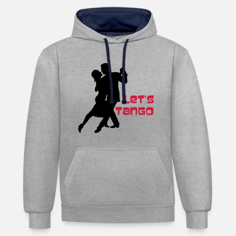 Permet de Tango 1 - Sweat à capuche contrasté - gris chiné/bleu marine