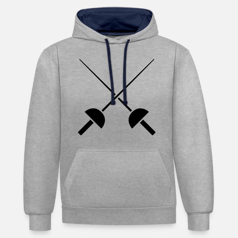 fechten - Kontrast-Hoodie - Grau meliert/Navy