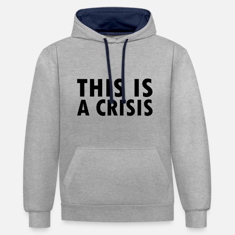 This is a crisis - Sweat à capuche contrasté - gris chiné/bleu marine
