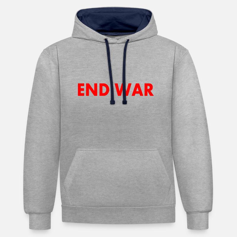 End war - Sweat à capuche contrasté - gris chiné/bleu marine