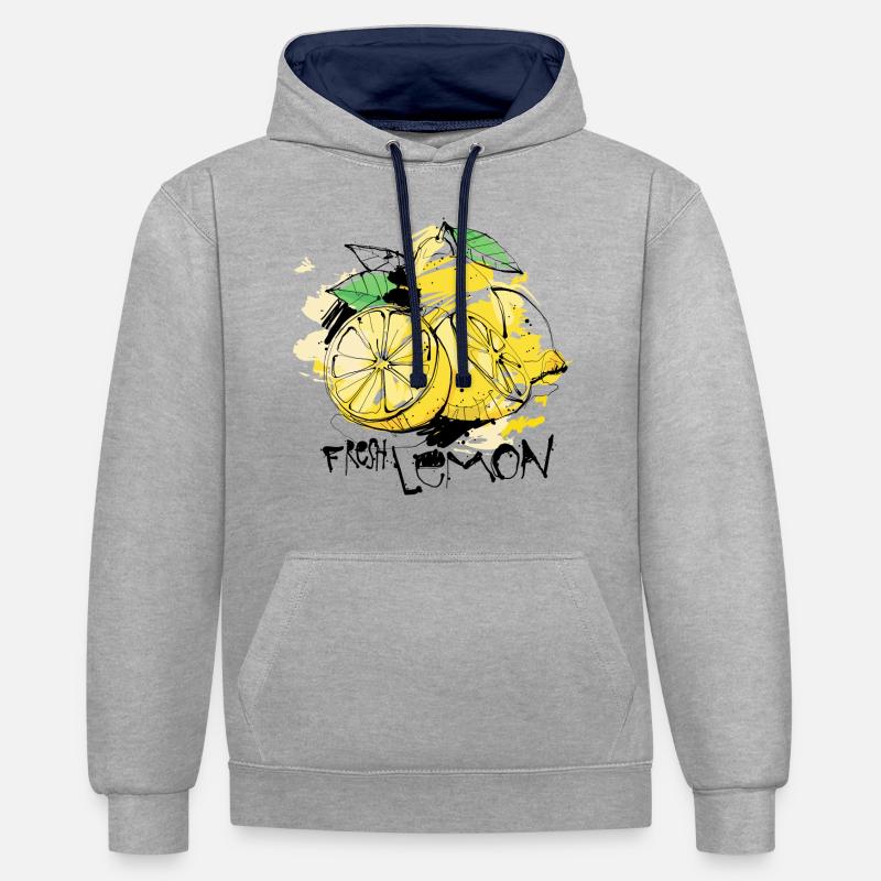 Fruit de citron - Sweat à capuche contrasté - gris chiné/bleu marine