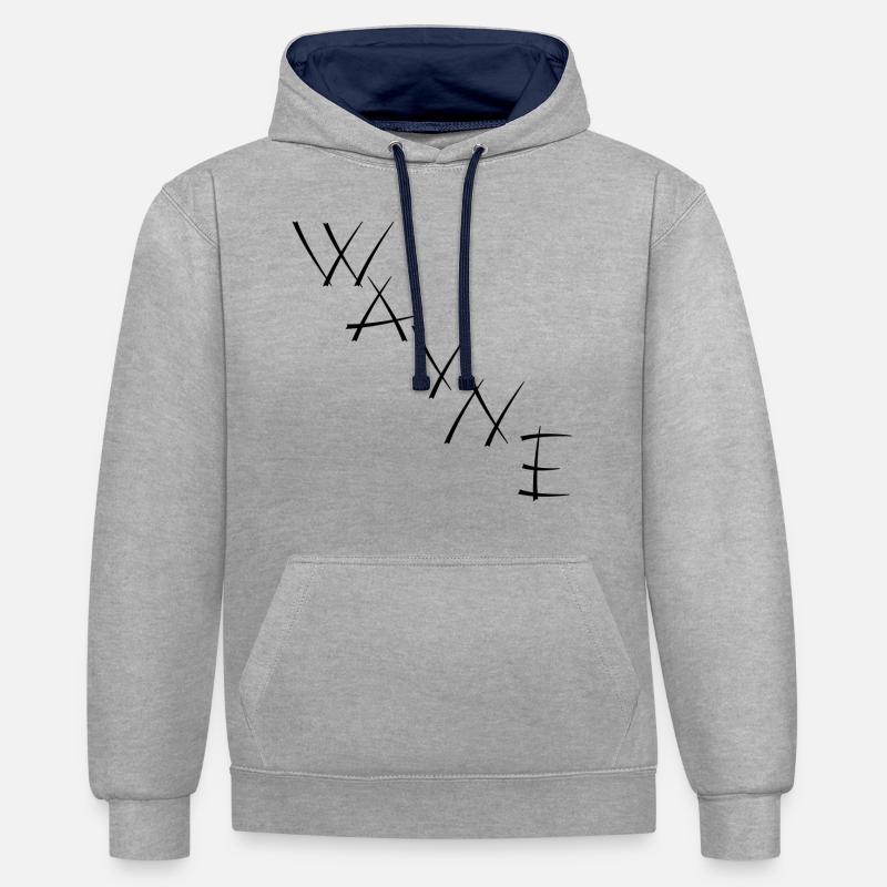 Wayne - Kontrast-Hoodie - Grau meliert/Navy