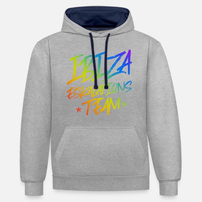 Escalade d’Ibiza - Sweat à capuche contrasté - gris chiné/bleu marine
