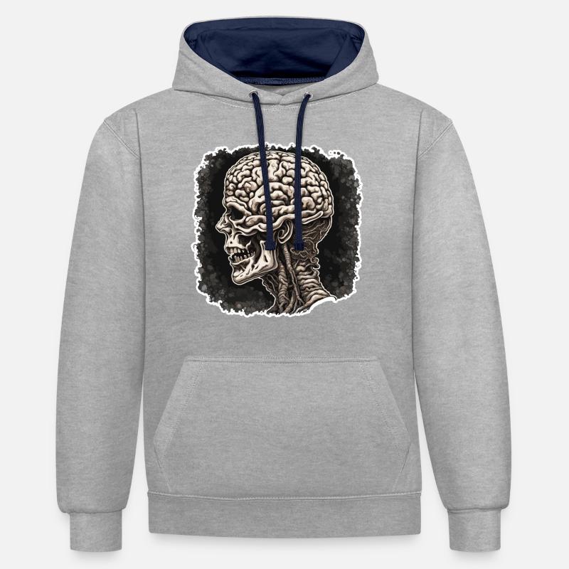 Brain / Knowledge / Intelligence / Clever / Thinking - Contrast hoodie - heather grey/navy