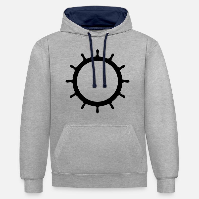Volant 1c VIDE - Sweat à capuche contrasté - gris chiné/bleu marine