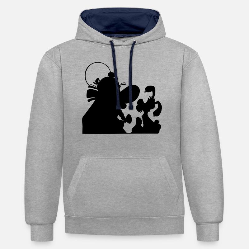 Asterix & Obelix - Obelix avec Idefix ombre - Sweat à capuche contrasté - gris chiné/bleu marine