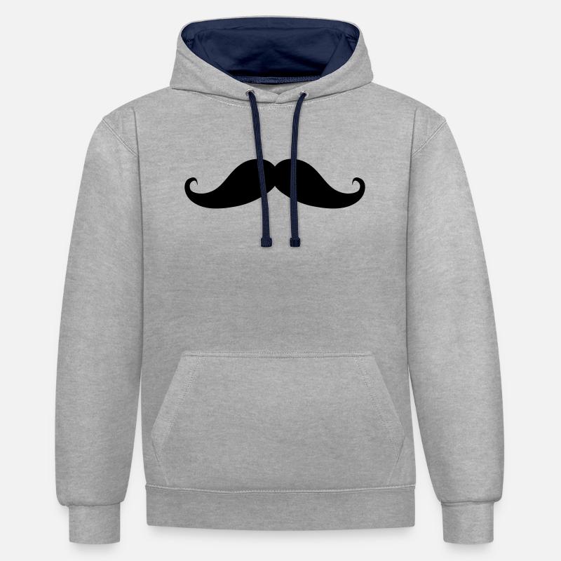 Moustache Bart Mustache - Kontrast-Hoodie - Grau meliert/Navy