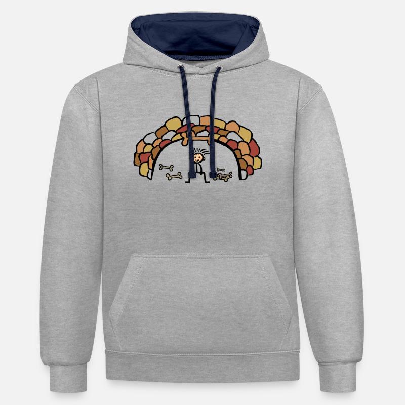 Evolution Cave Caveman - Sweat à capuche contrasté - gris chiné/bleu marine