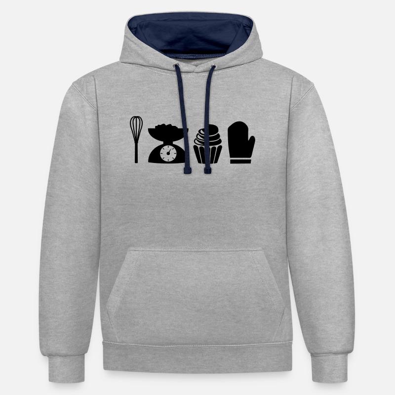 iconbaking - Sweat à capuche contrasté - gris chiné/bleu marine