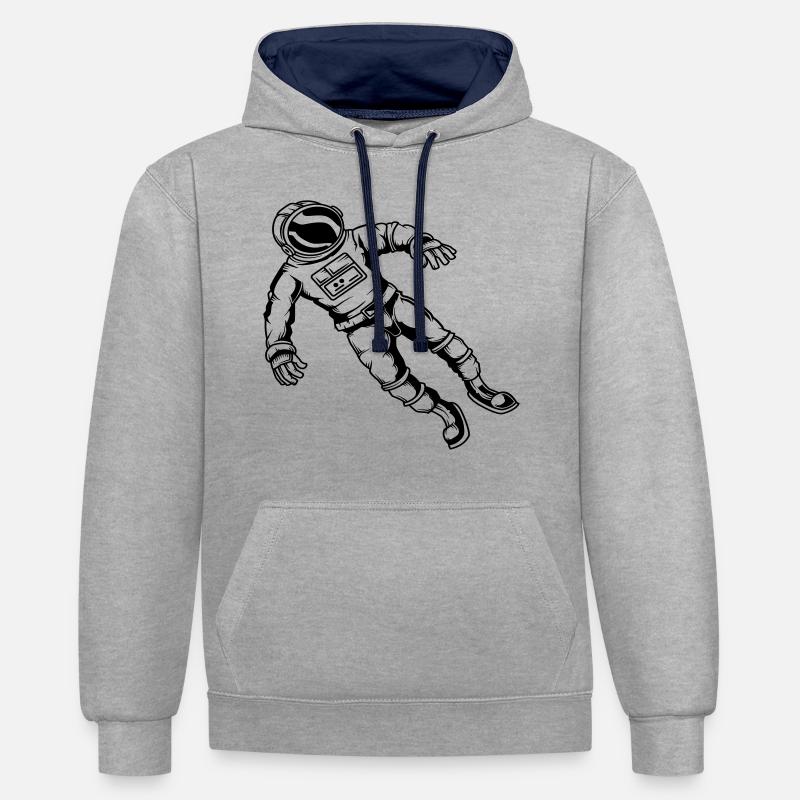 Astronaute astronaute espace espace espace - Sweat à capuche contrasté - gris chiné/bleu marine