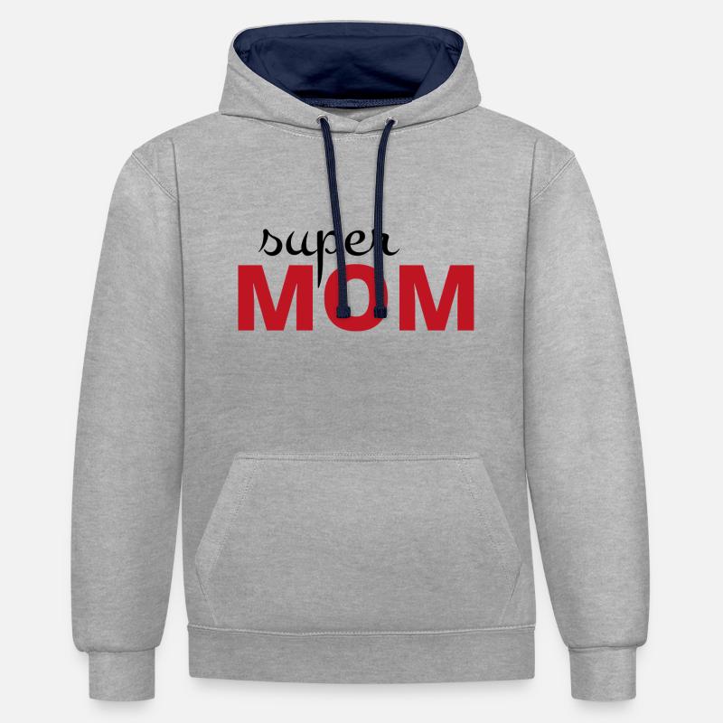 Super Mutter - Kontrast-Hoodie - Grau meliert/Navy
