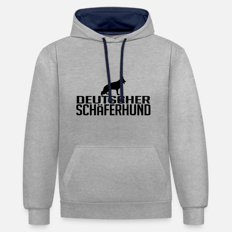 DEUTSCHER SCHÄFERHUND Hunderasse Hunde Wilsigns - Kontrast-Hoodie - Grau meliert/Navy