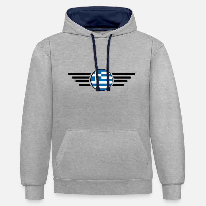 T-shirt design de style grec - Sweat à capuche contrasté - gris chiné/bleu marine