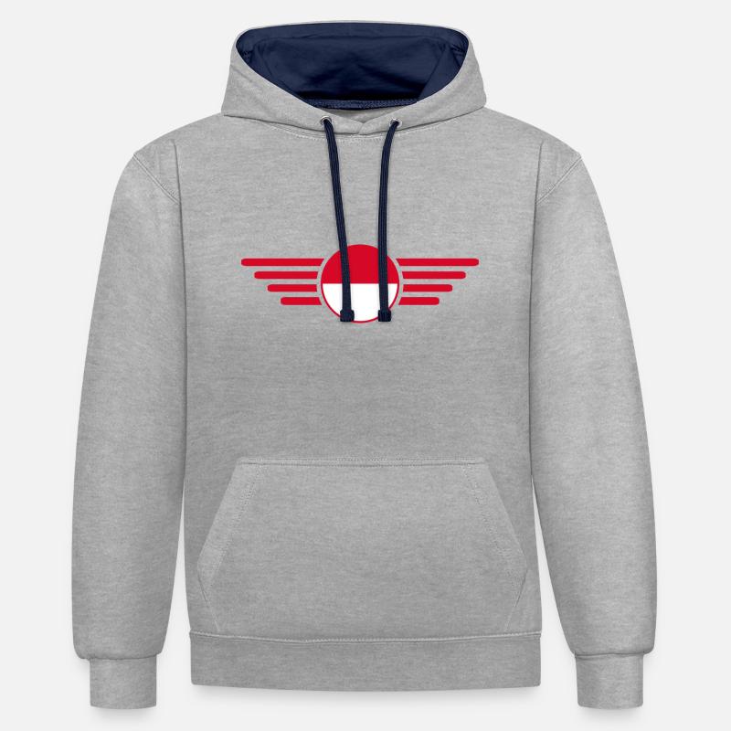 Monaco Style Design T-Shirt - Sweat à capuche contrasté - gris chiné/bleu marine