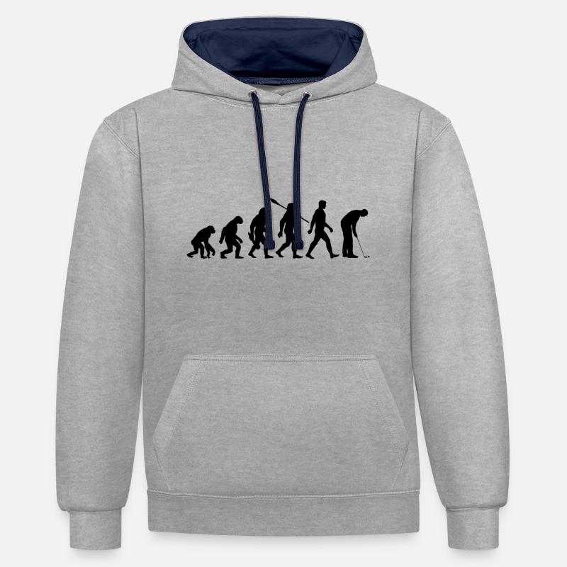 Evolution Minigolf - Miniatur Golf - Bahnengolf - Kontrast-Hoodie - Grau meliert/Navy
