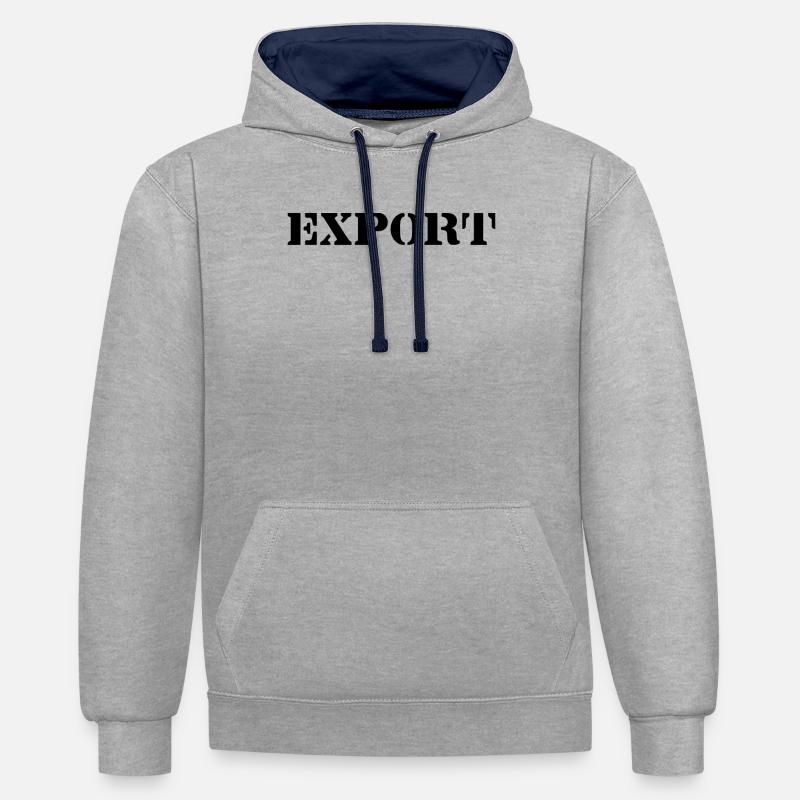 Exportations - Sweat à capuche contrasté - gris chiné/bleu marine