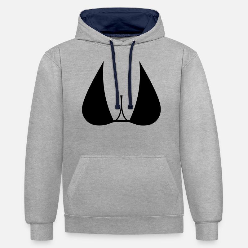 Bikini Brüste Oberweite Geschenkidee - Kontrast-Hoodie - Grau meliert/Navy
