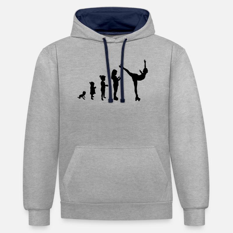 Evolution roller skating 1 - Sweat à capuche contrasté - gris chiné/bleu marine