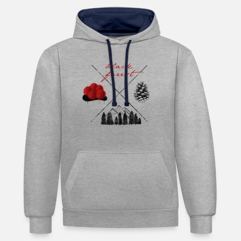 Forêt Noire - Sweat à capuche contrasté - gris chiné/bleu marine
