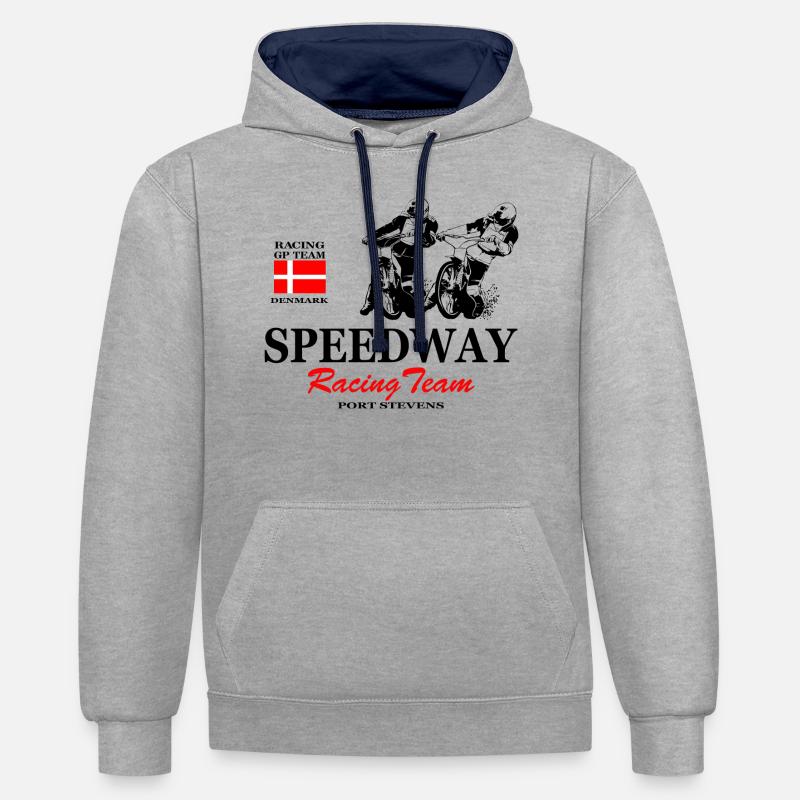 Speedway - Motorcycle Speedway - Sweat à capuche contrasté - gris chiné/bleu marine