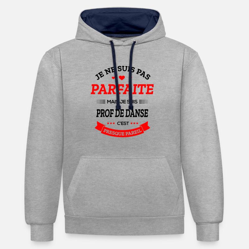 PROF DE DANSE PARFAITE - Sweat à capuche contrasté - gris chiné/bleu marine