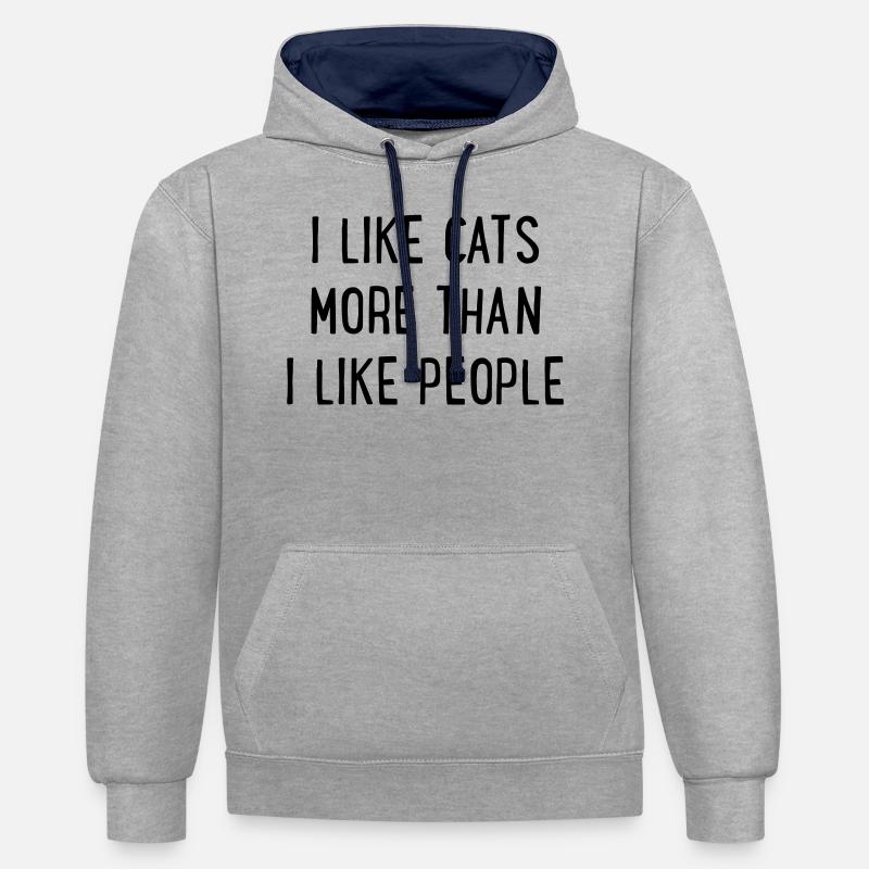 Félin - Sweat à capuche contrasté - gris chiné/bleu marine