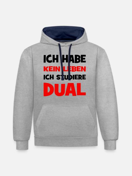 Duales Studium - Kontrast-Hoodie - Grau meliert/Navy
