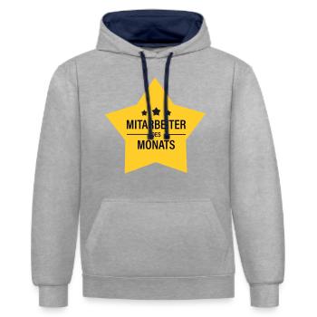 Mitarbeiter des Monats - Kontrast-Hoodie - Grau meliert/Navy - Vorne - Liana (172cm) & Jaron (178cm)