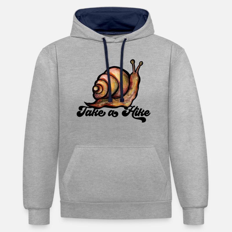 Machen Sie eine Wanderschnecke - Kontrast-Hoodie - Grau meliert/Navy