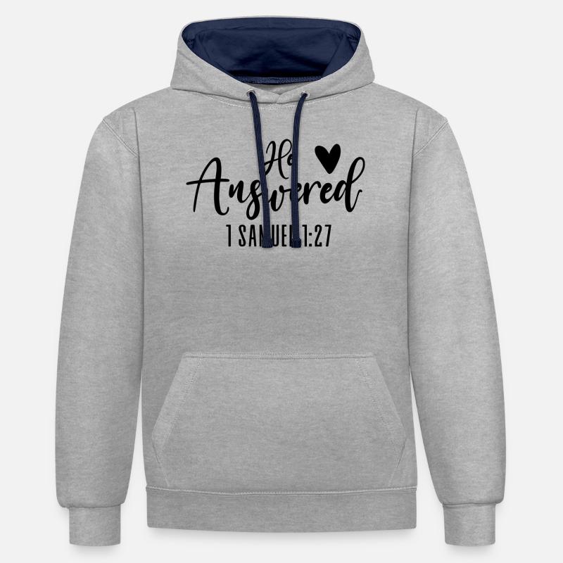 Il répondit à Samuel 1:27. - Sweat à capuche contrasté - gris chiné/bleu marine